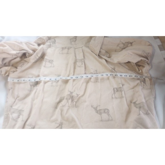 Woolrich Men's Sz 2XL Button Down Shirt Birch Deer Sketch Flannel Outdoors Cream - Picture 15 of 15